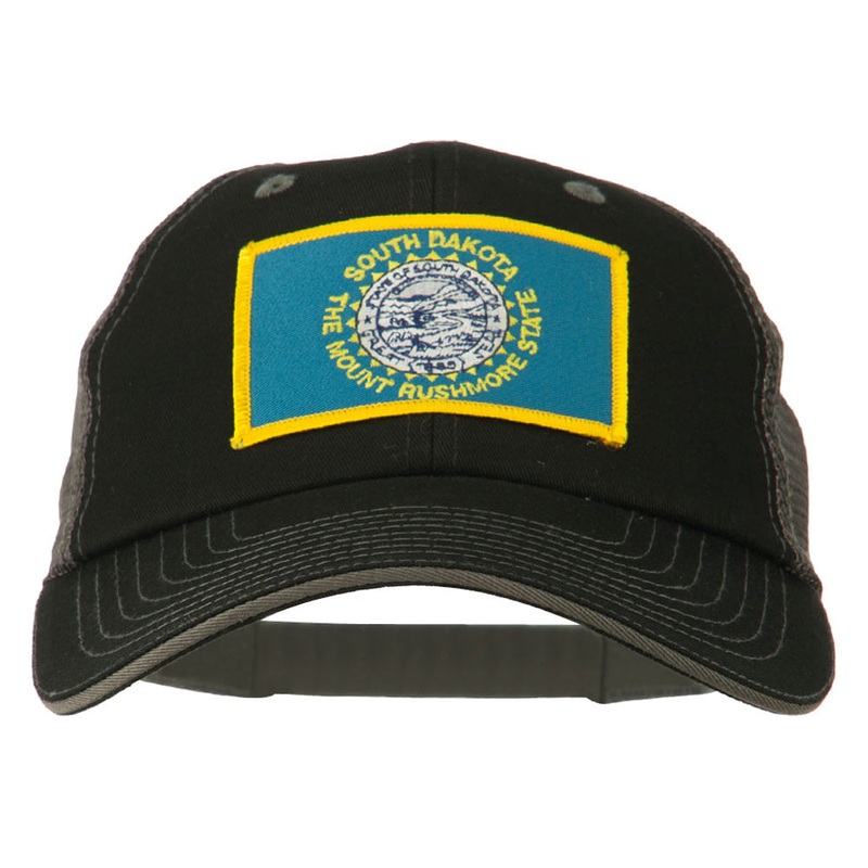 Big Mesh State South Dakota Patch Cap Black Grey XL-3XL