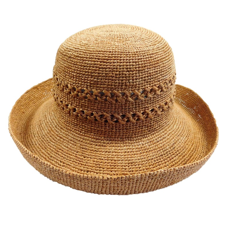 Hand Crocheted Raffia Kettle Brim Hat – Rust Rust Medium (57 cm)