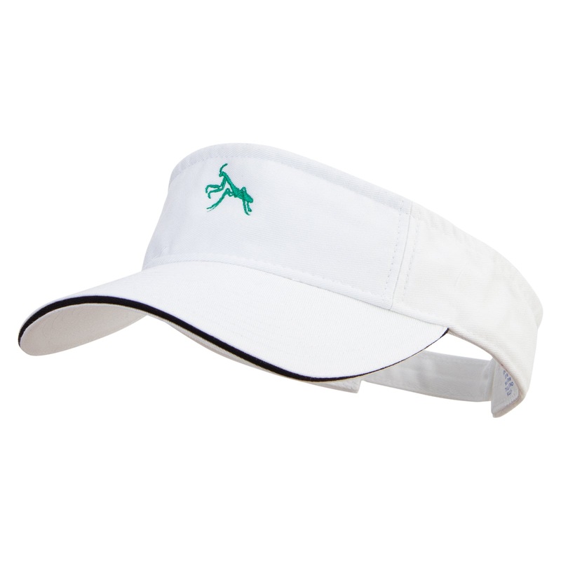 Mantis Logo Embroidered Prostyle Cotton Twill Washed Sandwich Visor White Black One Size
