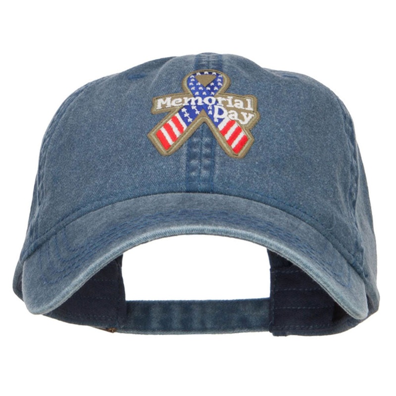 Memorial Day USA Ribbon Patched Cap Navy One Size