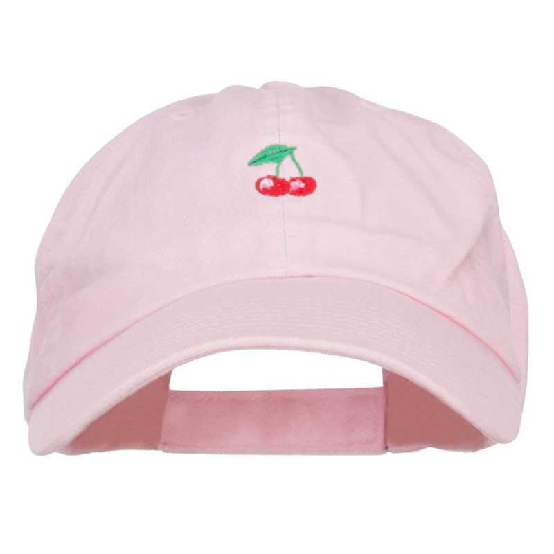 Mini Cherry Embroidered Low Cap Pink One Size