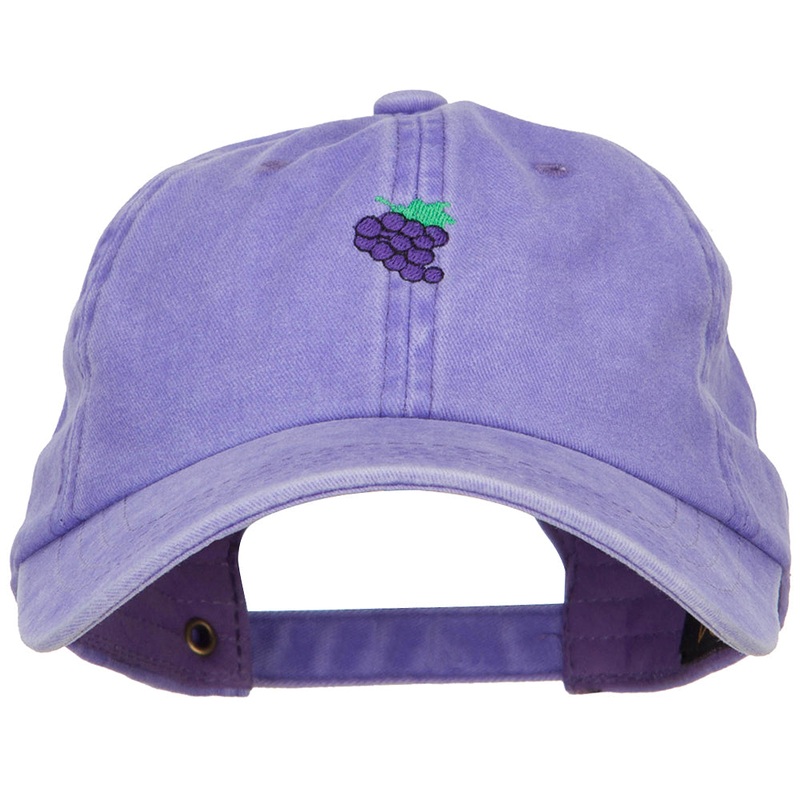 Mini Grapes Embroidered Unstructured Washed Cap Purple One Size