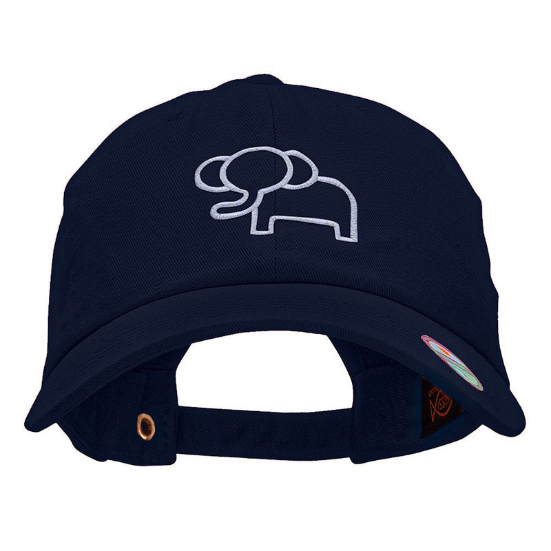 Minimalist Elephant Outline Embroidered Unstructured Cotton Cap Navy One Size