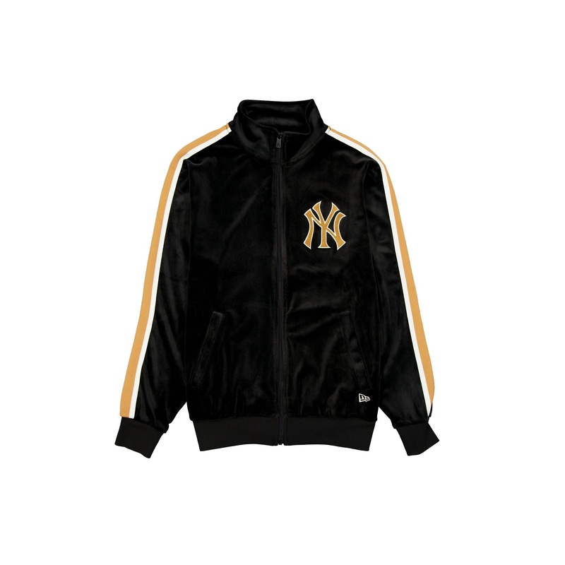 New York Yankees Black Velour Track Jacket S