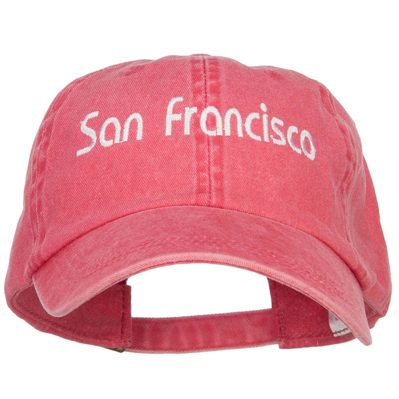 San Francisco Embroidered Washed Cap Red One Size
