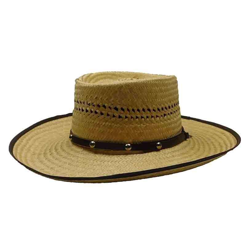 Woven Palm Gambler Hat with Studded Band – P.L. Gallera Natural Medium