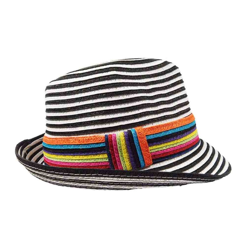 Black and White Striped Summer Fedora Hat – Jeanne Simmons Hats Black / White