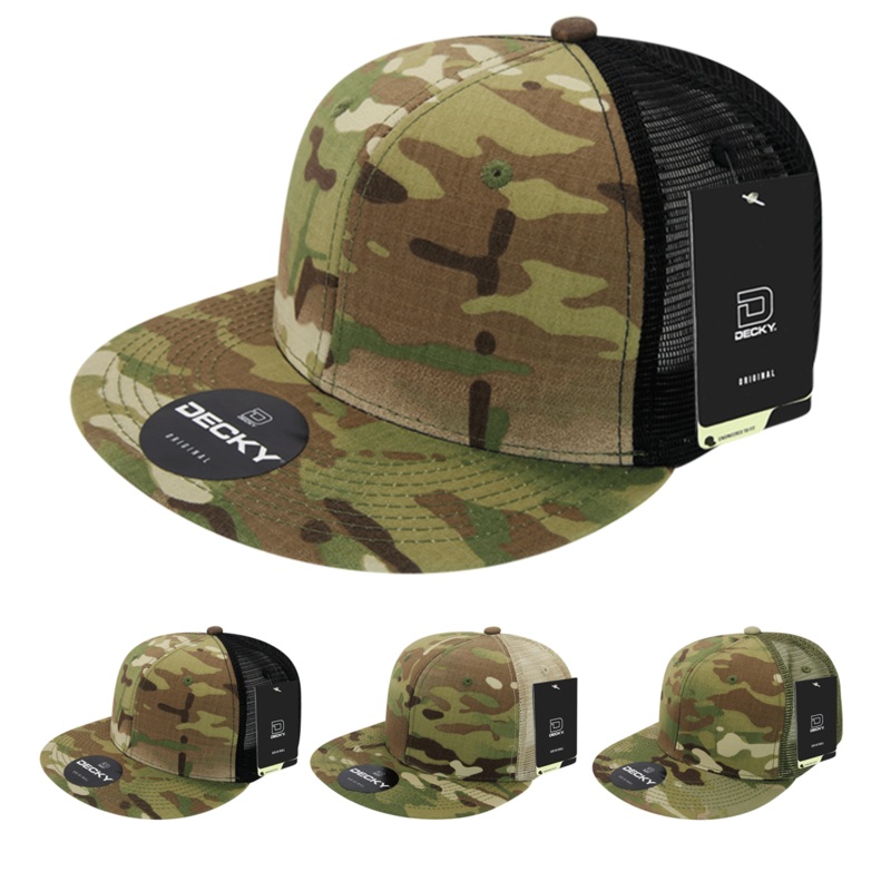Decky 6307 – MultiCam High Crown Trucker Hat, Camo Flat Bill Trucker Cap – CASE Pricing Mtc/Mtc/Khaki