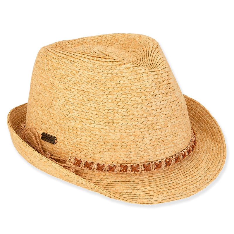 Fine Braid Fedora with Macrame Band – Sun ‘n’ Sand Hats Natural OS (57 cm)