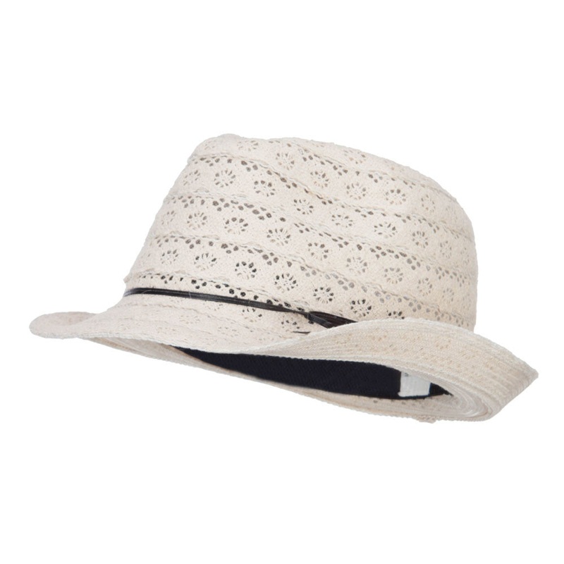 Girl’s Cotton Lace Fedora Cream One Size