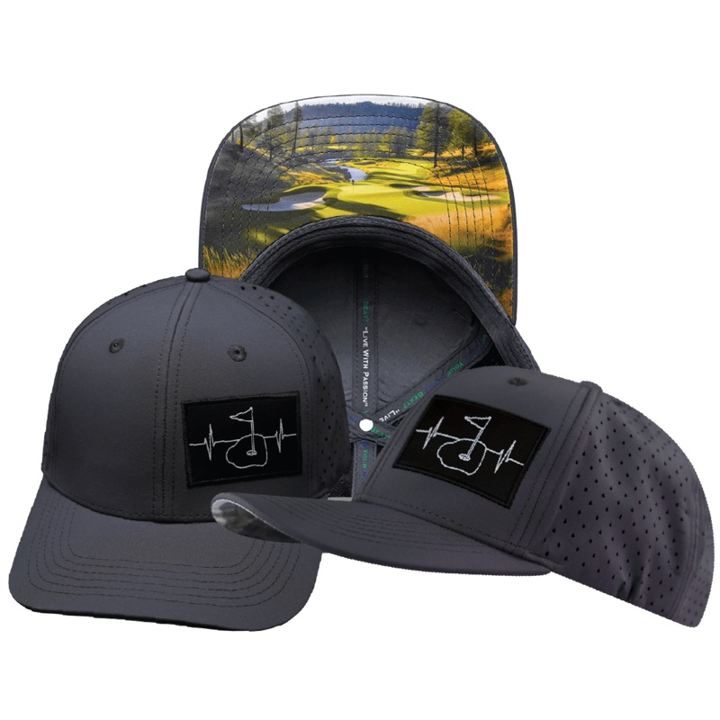 Golf Hat – Baseball Hat Fit – Charcoal – Laser Mesh