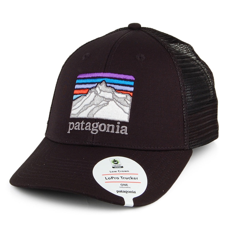Patagonia Hats Line Logo Ridge LoPro Organic Cotton Canvas Trucker Cap – Black Adjustable