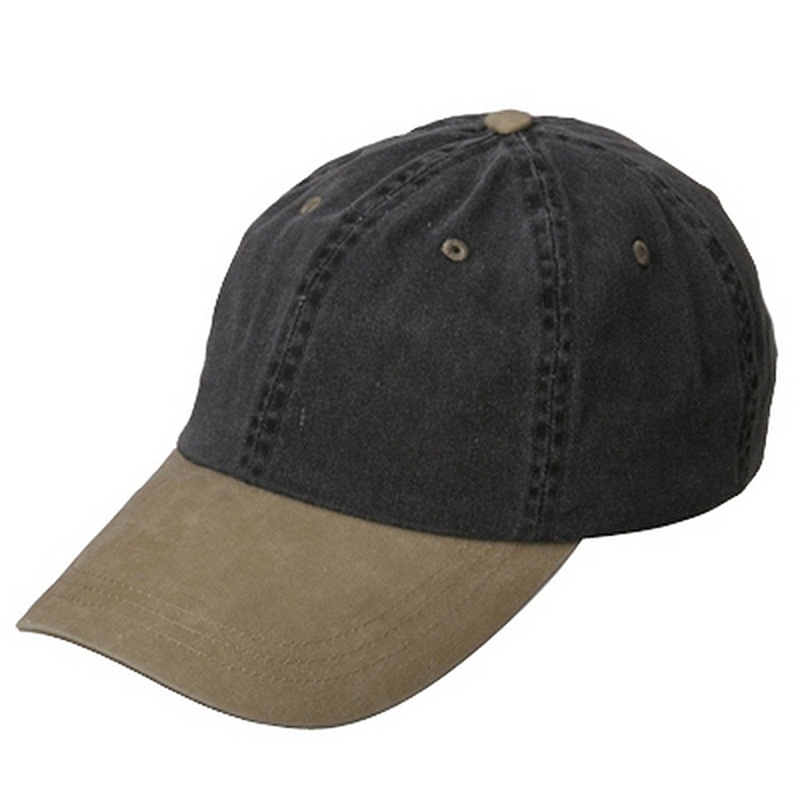 Pigment Dyed Wash Caps Black Khaki One Size