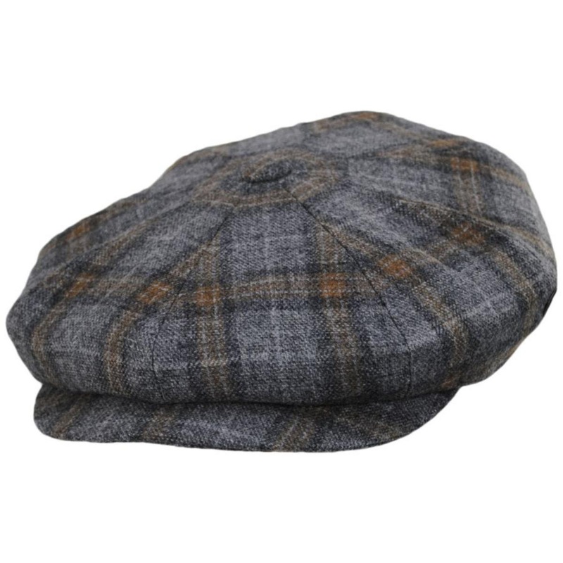 Plaid Cashmere + Wool Newsboy Cap BLUE/GREY S