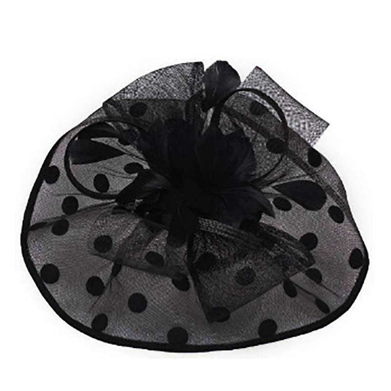 Polka Dot Sinamay Fascinator Black