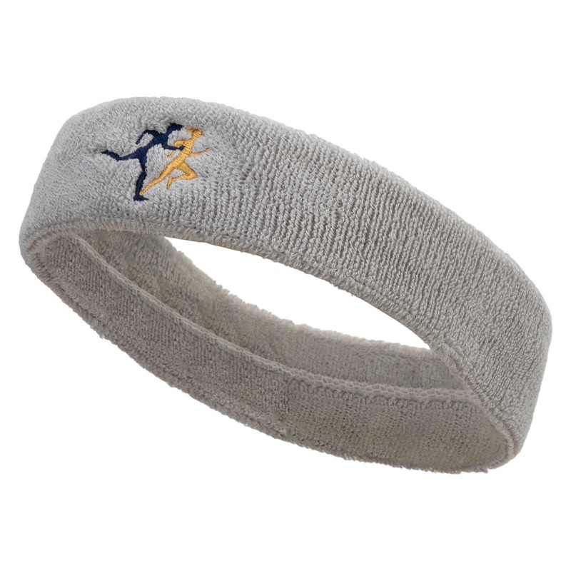 Running Symbol Embroidered Head Bands Terry Lt Grey One Size