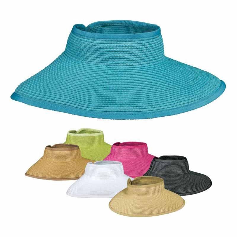 Wide Brim Roll-Up Sun Visor for Small Heads – DPC Hats Black XS (52-56 cm)