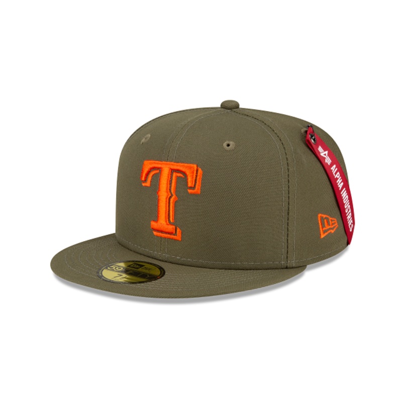 Alpha Industries X Texas Rangers Green 59FIFTY Fitted Hat 7