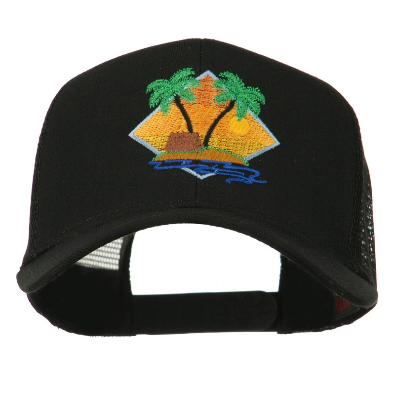 Beach Hut Embroidered Mesh Back Cap Black One Size