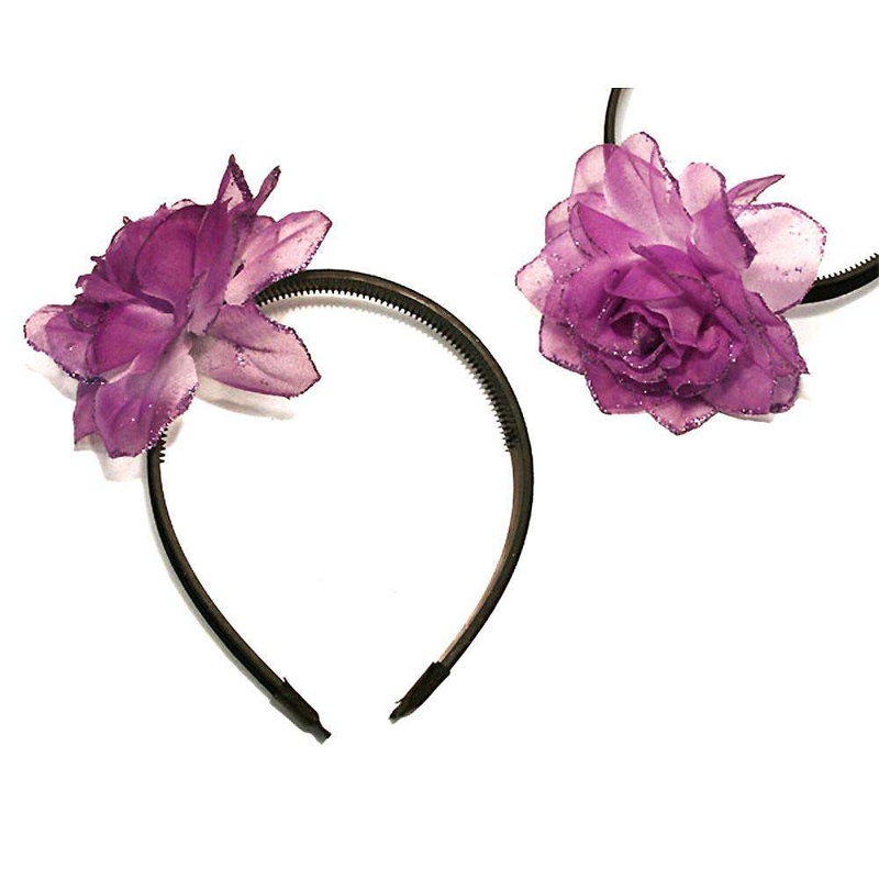 Glitter Flower Head Band Red and Purple