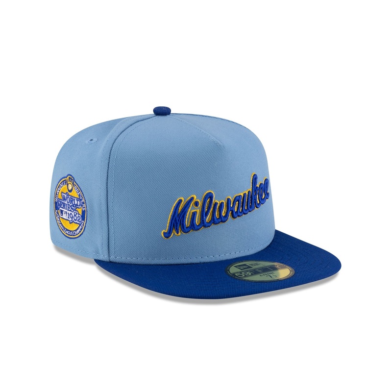 Just Caps Sky Blue Milwaukee Brewers 59FIFTY A-Frame Fitted Hat 7