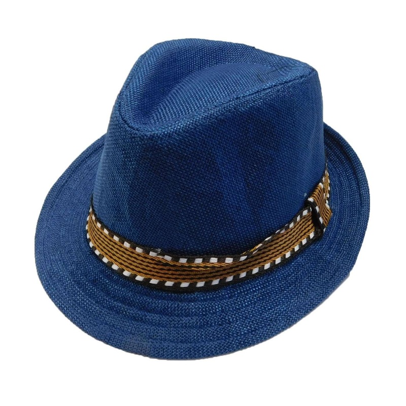 Kid’s Fedora Hat with Pattern Band – Blue Blue