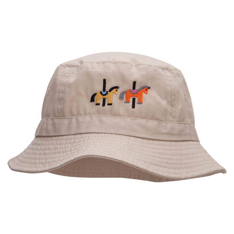 Merry-Go-Round Embroidered Pigment Dyed Bucket Hat Khaki One Size