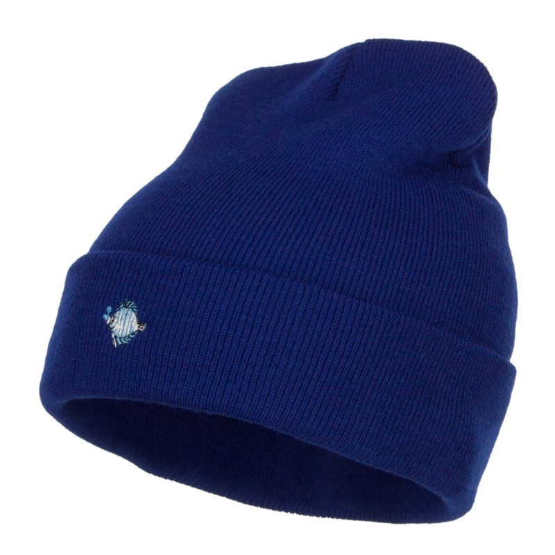 Mini Tropical Fish Embroidered Long Beanie Royal One Size