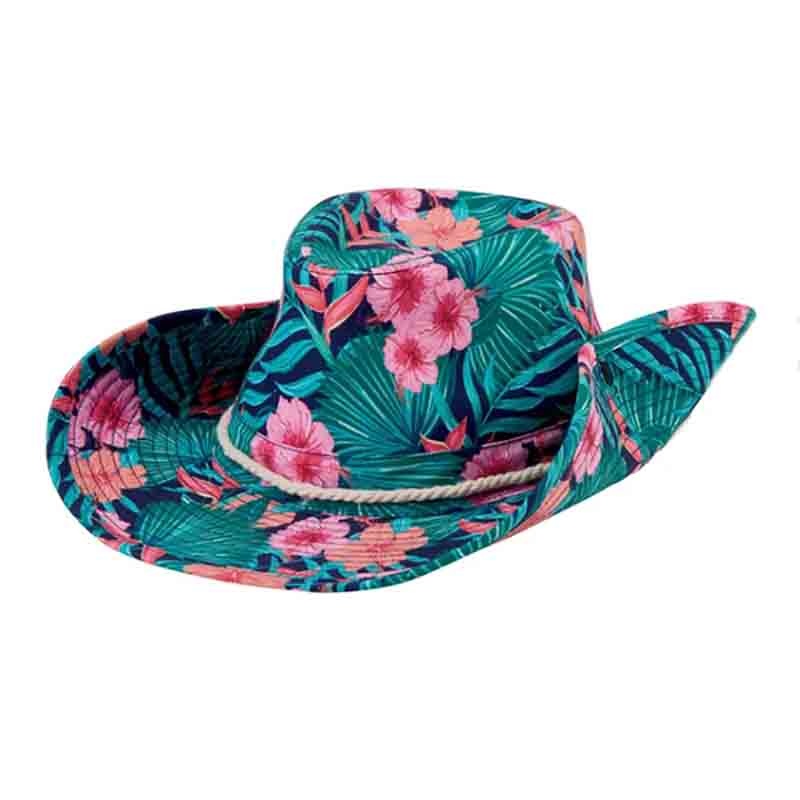 Petite Tropical Print Safari Hat with Side Snap – San Diego Hat Hibiscus Extra-small (53 CM)