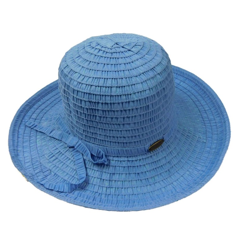 Ribbon Kettle Brim Hat Blue