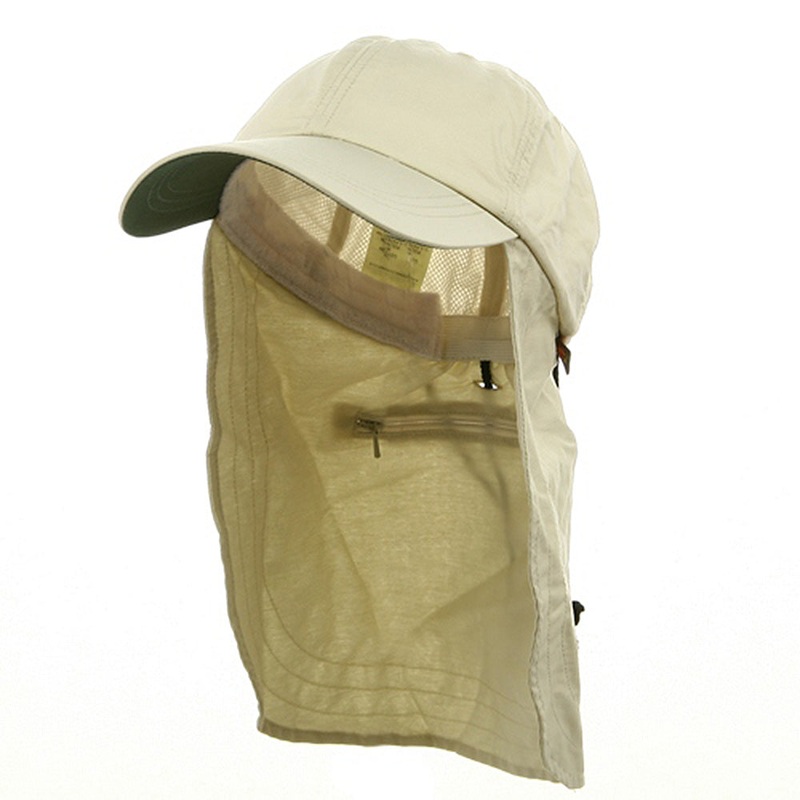 UV 45+ Zipper Flap Hats Red One Size