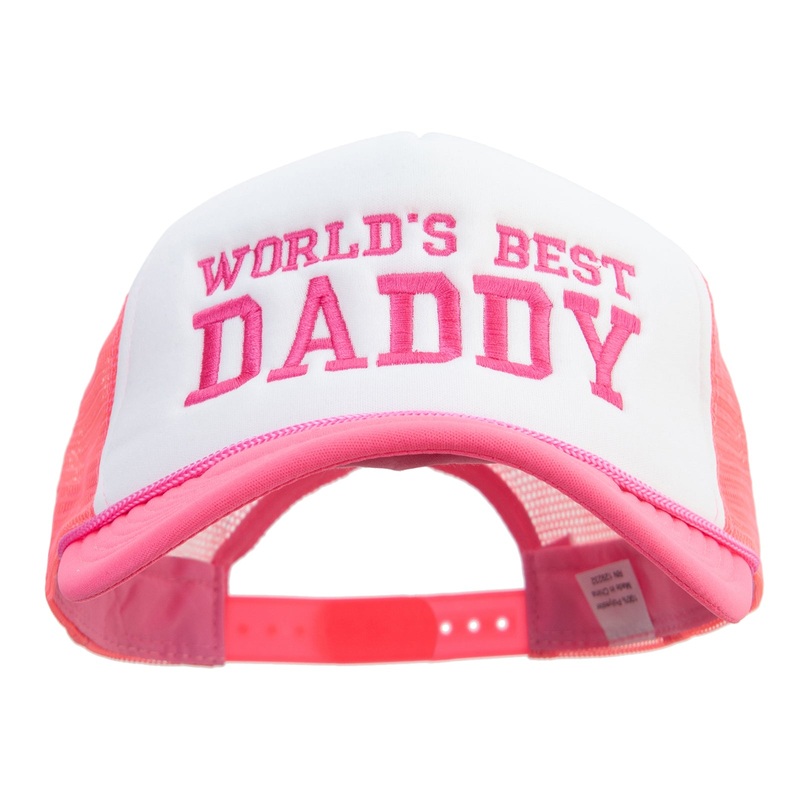 World’s Best Daddy Embroidered Neon Polyester Foam Front Big Size Mesh Cap Neon Pink XL-3XL