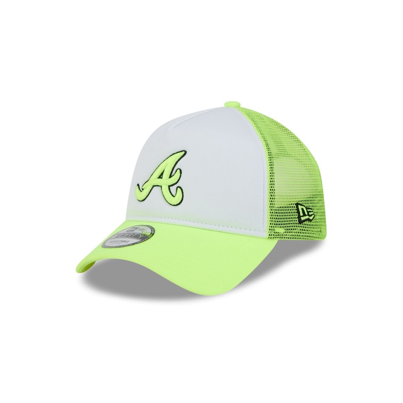 Atlanta Braves Hi Vis Doodle 9FORTY A-Frame Trucker Hat One Size