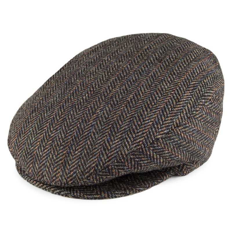 Bailey Hats Lord Stripe Herringbone Flat Cap – Black Mix S