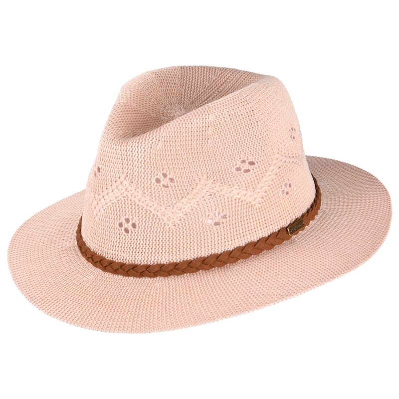Barbour Hats Flowerdale Crochet Fedora Hat – Blush S