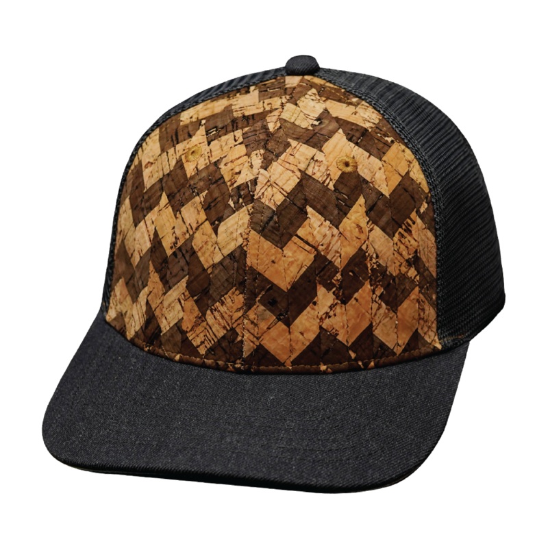 Blank – 6 Panel – Cork – Charcoal Gray (Unisex) – Trucker Mesh