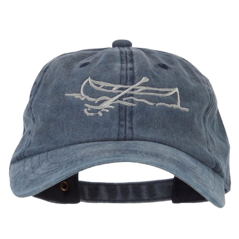 Canoe Outline Embroidered Washed Buckle Cap Navy One Size
