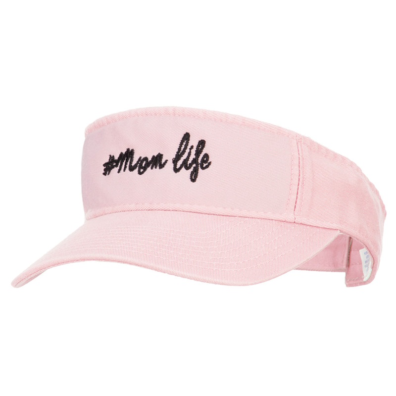 #Mom Life Embroidered Pro Style Cotton Washed Visor Lt Pink One Size
