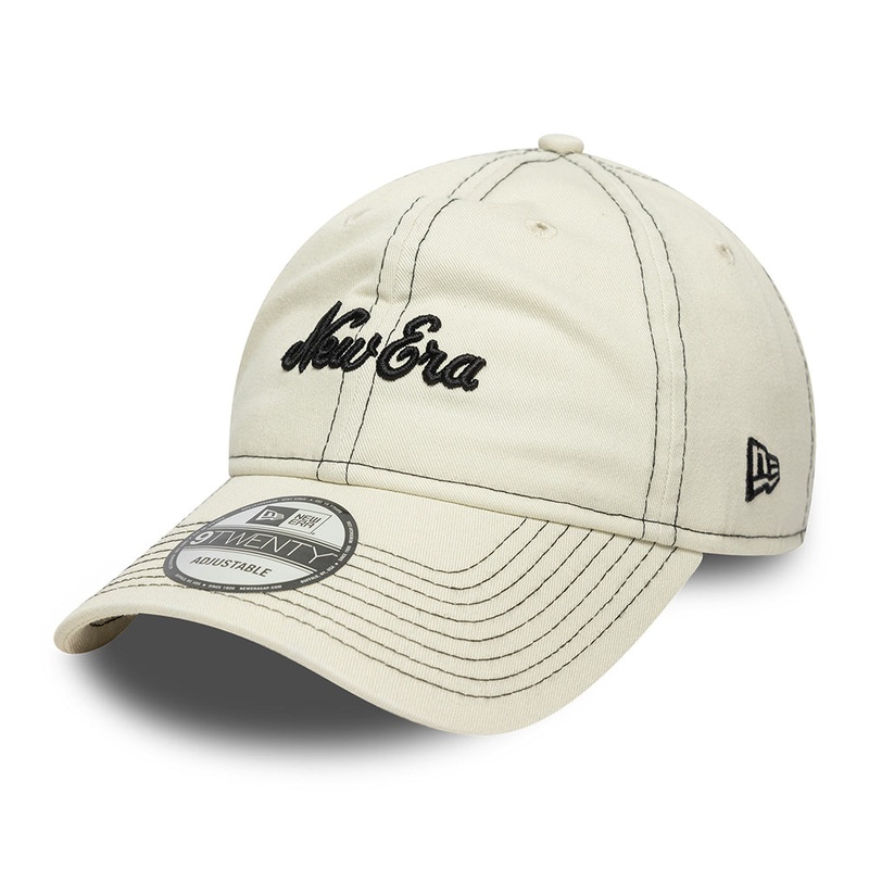New Era 9TWENTY Cotton Baseball Cap – Contrast Stitch – Ivory-Black Adjustable