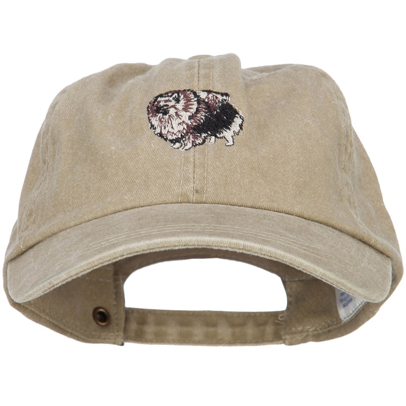 Pomeranian Embroidered Washed Cotton Twill Cap Khaki One Size