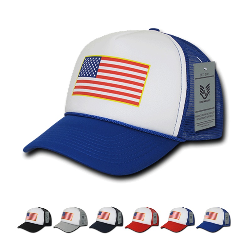 America USA Flag Trucker Foam Mesh Hats – A10 Black