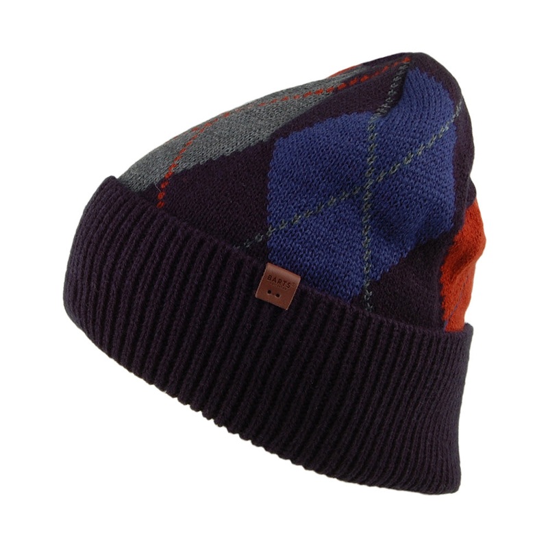 Barts Hats Guer Argyle Beanie Hat – Navy Blue 1-Size