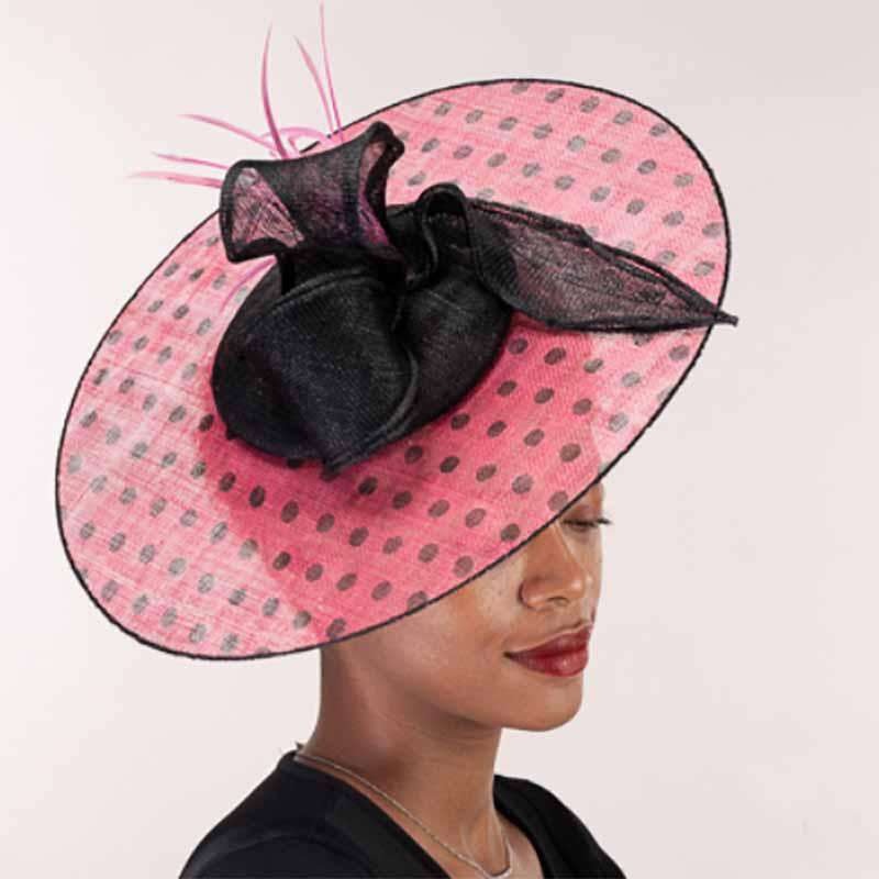 Black and Hot Pink Polka Dot Sinamay Cocktail Hat – KaKyCO Black and Hot Pink