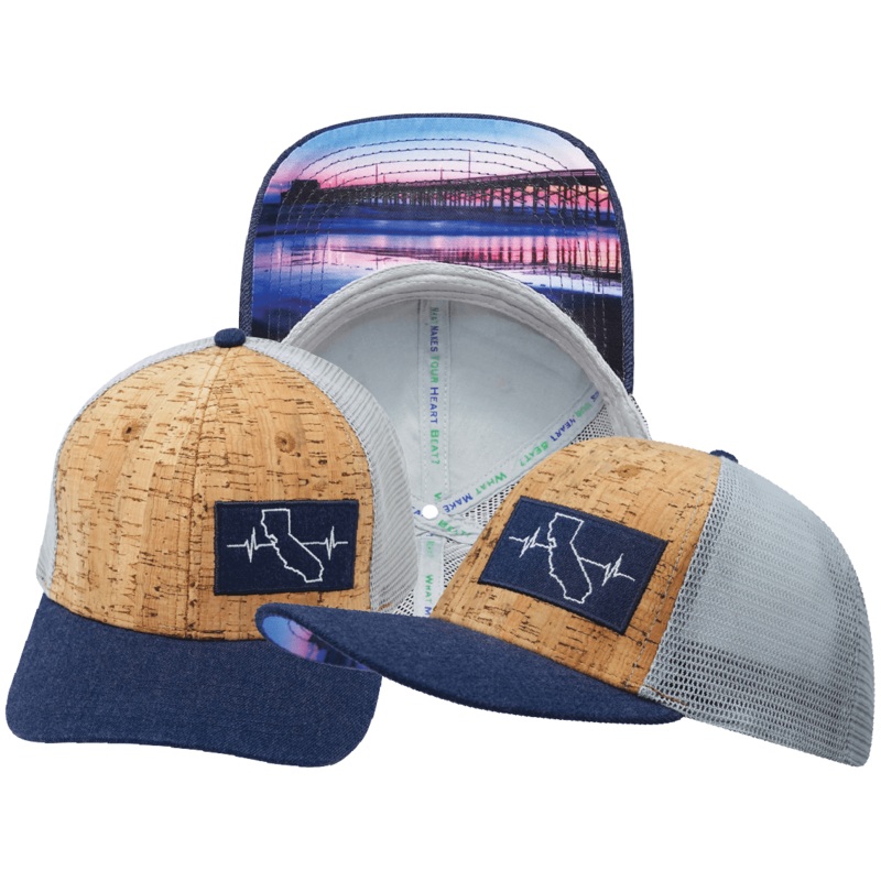 California Hat – Baseball Hat Fit – Cork – Navy / Gray – Trucker Mesh