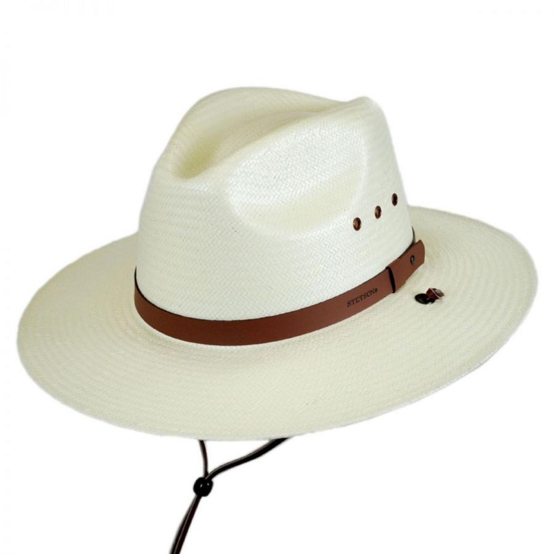 Los Alamos Toyo Straw Safari Fedora Hat NATURAL S