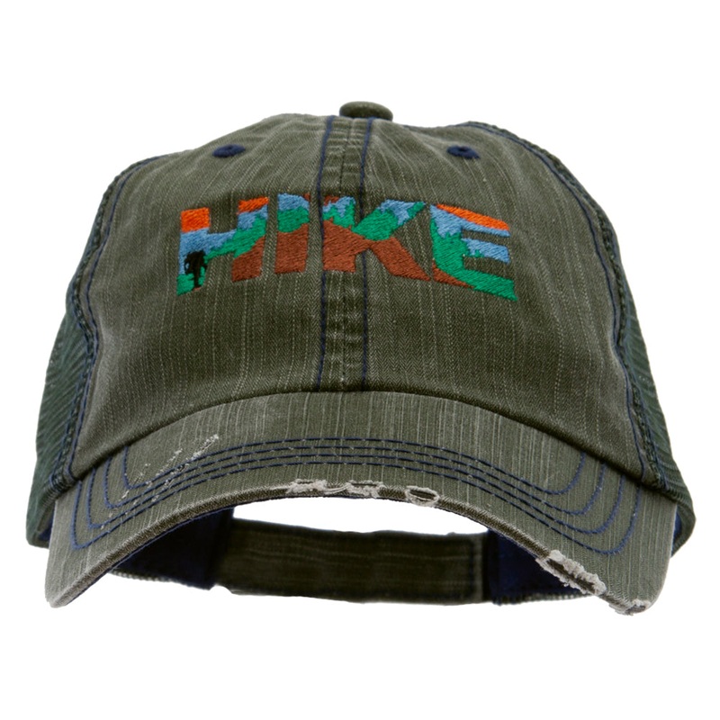Mountain Hiking Embroidered Low Profile Special Cotton Mesh Cap Green One Size