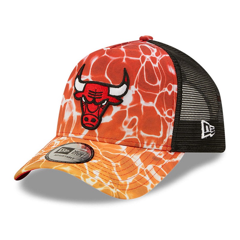 New Era 9FORTY Chicago Bulls A-Frame Trucker Cap – NBA Summer City – Red-Black Adjustable