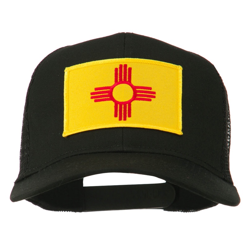 New Mexico State Flag Patched Mesh Cap Black One Size