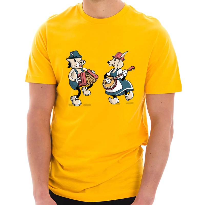 Oktoberfest Hog God Dance Graphic Design Ring Spun Combed Cotton Short Sleeve Deluxe Jersey T-Shirt Taxi Gold XS