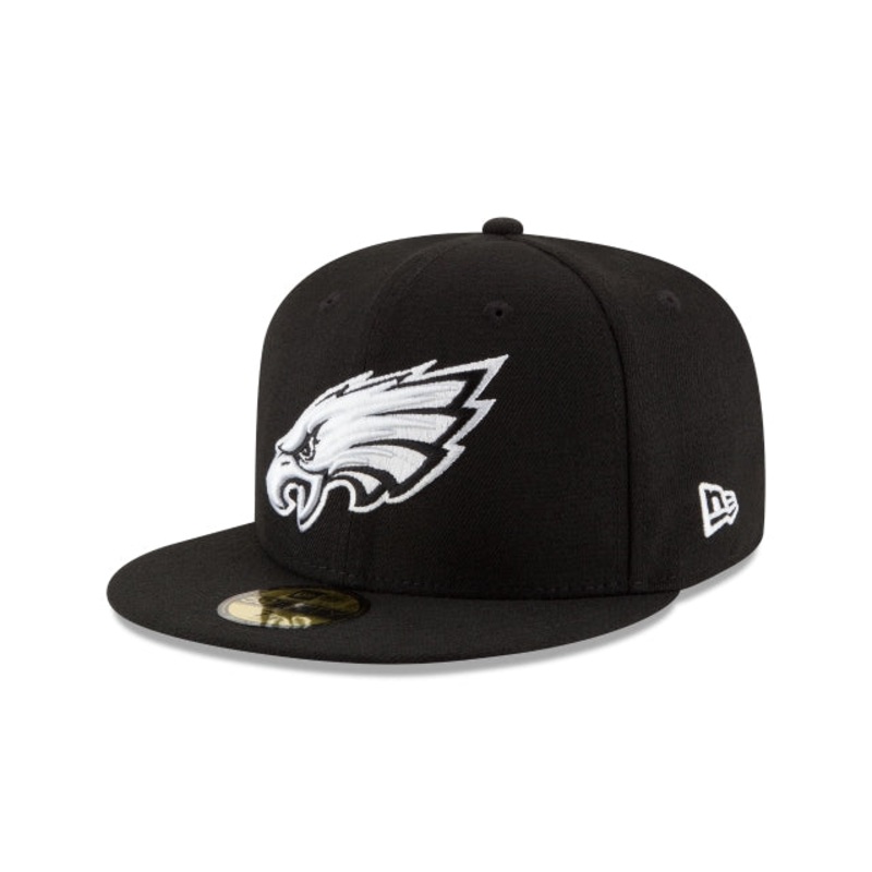 Philadelphia Eagles Black & White 59FIFTY Fitted Hat 6 7/8